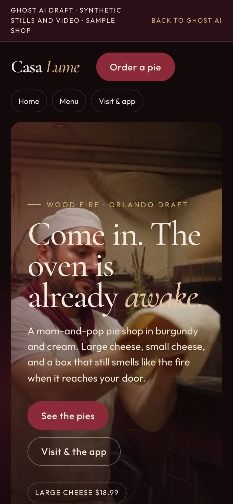 Casa Lume (Grok 4.7): homepage, phone