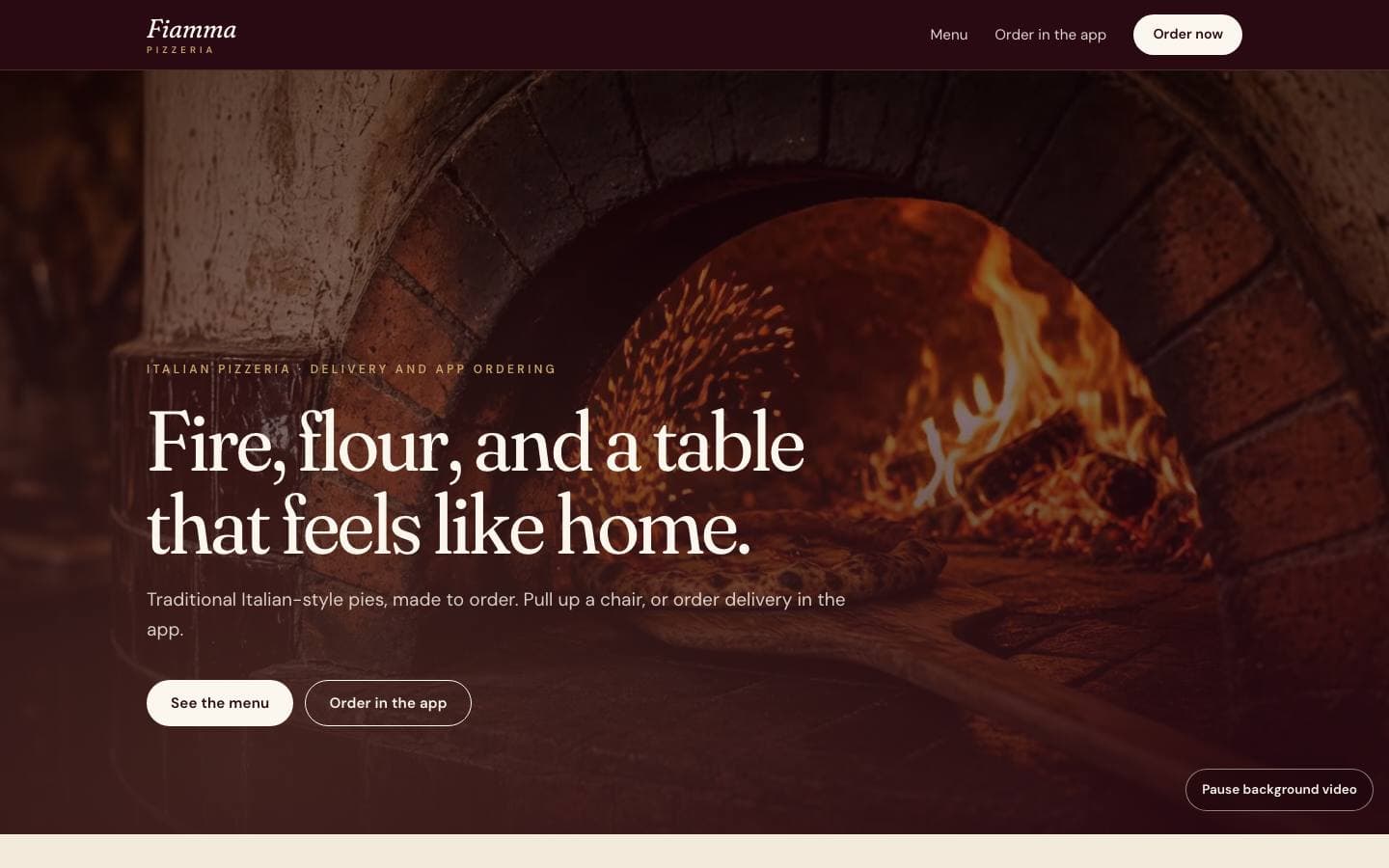 Fiamma (Claude Haiku 5.5): homepage, desktop
