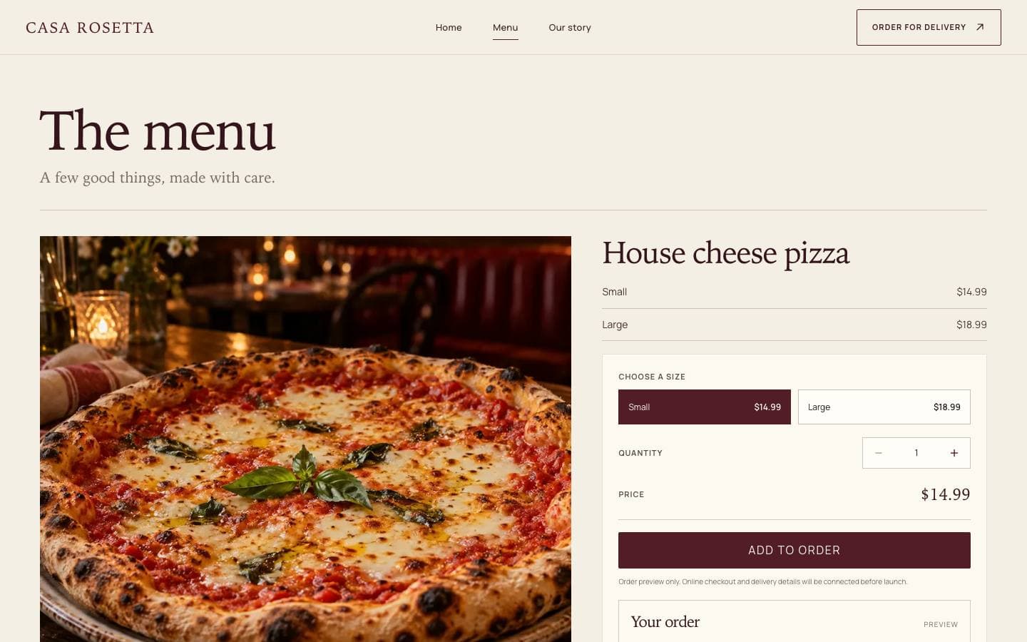 Casa Rosetta (GPT-6 Luna): menu
